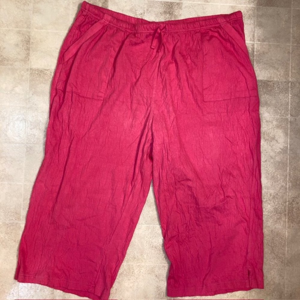 CST SPORT PINK STRETCH ELASTIC WAIST CROPPED PANTS 4X